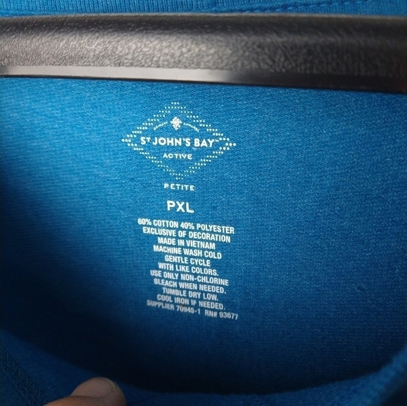 $ St. John's bay teal front pocket side snap sweatshirt. Size PXL - Picture 9 of 11